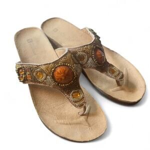 Gorgeous beaded leather wedge sandals